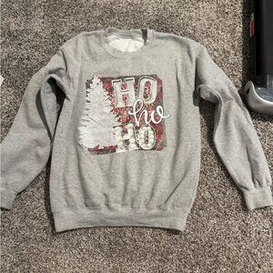 Gray Holiday Sweater with Festive Design